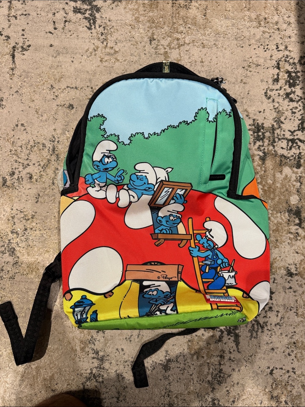 Sprayground Multicolor Smurfs Mushroom Print Backpack